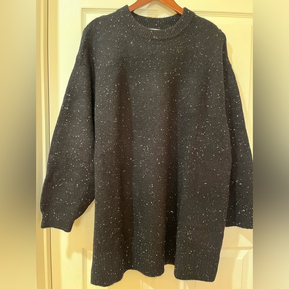 Zara Black Speckled Crew Neck Sweater